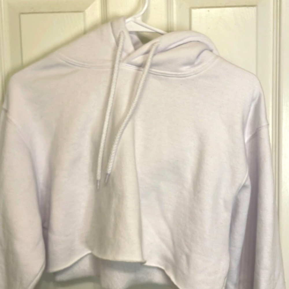 Cropped white hoodie